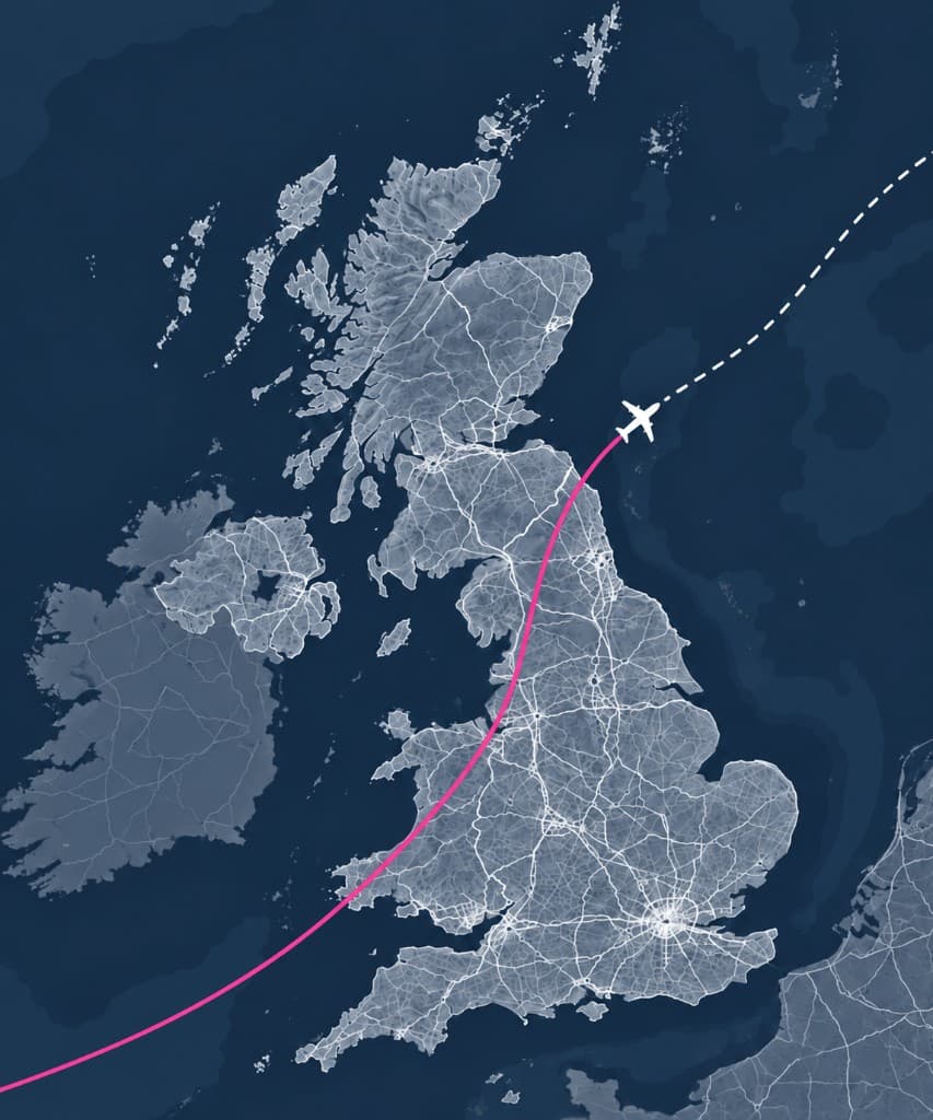 Live flight tracking over the British Isles with speed and altitude